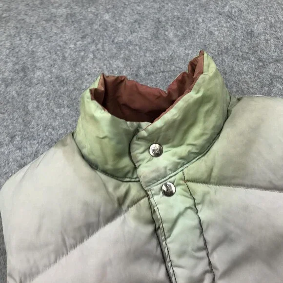 Camel Goose Down Vest Mens Medium Reversible Red Tan Puffer Quilted Snap Front - Picture 15 of 15